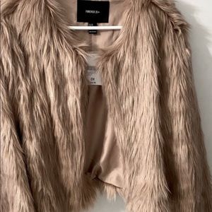 F21 Pink Faux Fur Coat size M